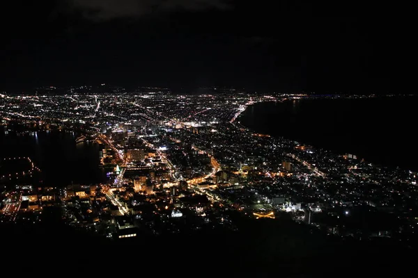 Éjszakai Kilátás Mount Hakodate Egyike Világ Három Legjobb Kilátás — Stock Fotó