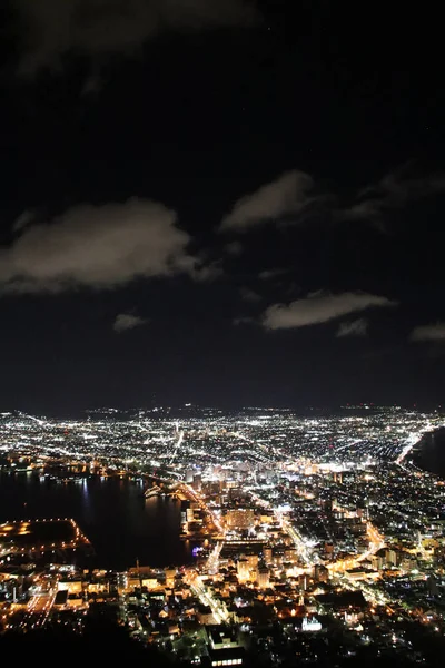 Nachtansicht Des Mount Hakodate Einer Der Drei Besten Nachtansichten Der — Stockfoto