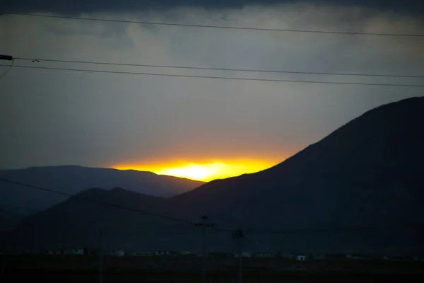 Захід Сонця Плато Дуже Красивий Проти Піднятого Маршруту — стокове фото