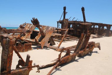 Ship wreck on Fraser Island, Australia clipart