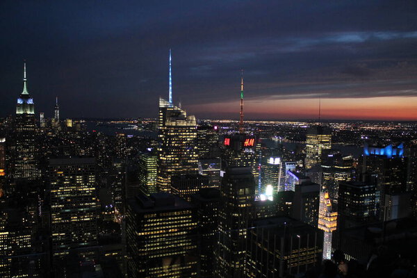 New York City skyline during sunset