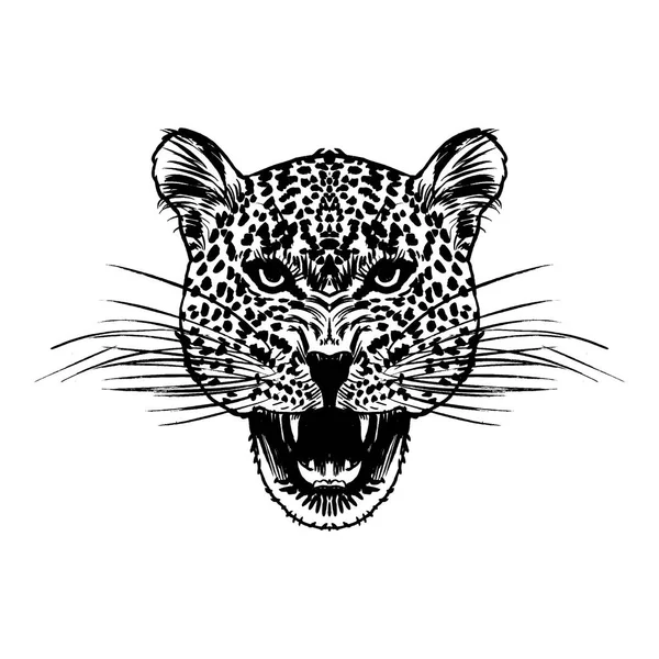 Tatuaggio volto leopardato, Illustrazione vettoriale, stampa — Vettoriale Stock