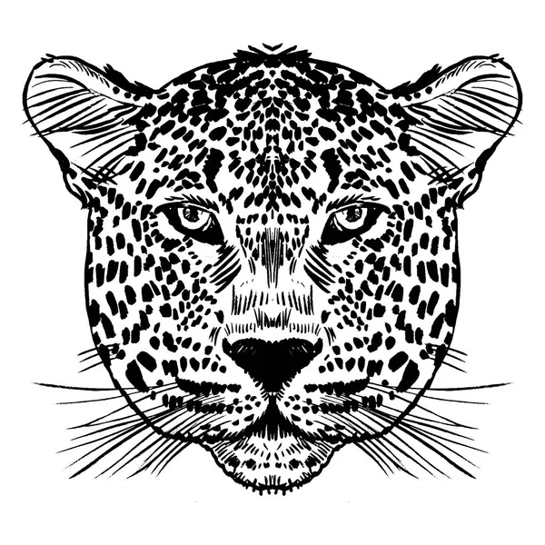 Tatuaggio volto leopardato, Illustrazione vettoriale, stampa — Vettoriale Stock