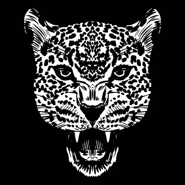 Leopard face tattoo ,Vector illustration, print — Stock Vector