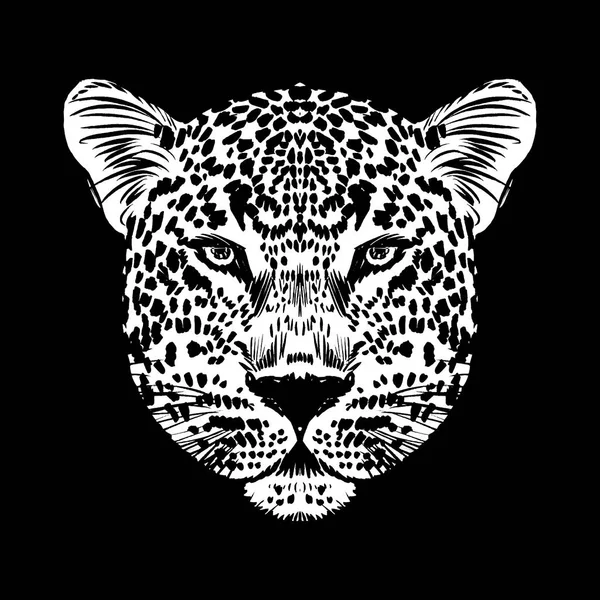 Leopard face tattoo ,Vector illustration, print — Stock Vector