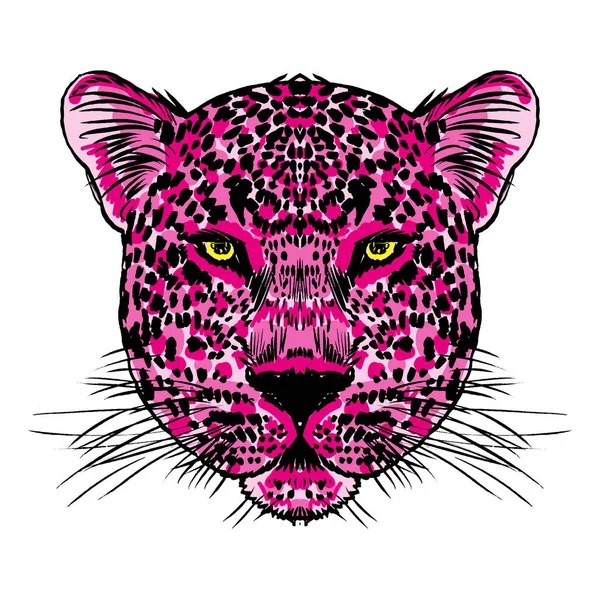 Leopard face tattoo ,Vector illustration, print — Stock Vector