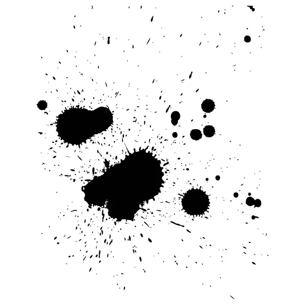 Gocce e spruzzi di inchiostro nero multipli, clip art illustrazione vettoriale — Vettoriale Stock
