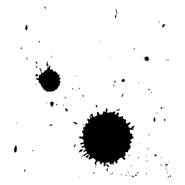 Flera svart bläck droppar och stänk, ClipArt vektor illustration — Stock vektor