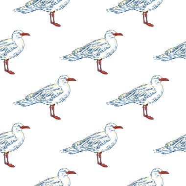 Martı uçuş kuş ve seabird. Deniz. Seamless modeli