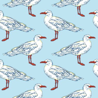 Martı uçuş kuş ve seabird. Deniz. Seamless modeli