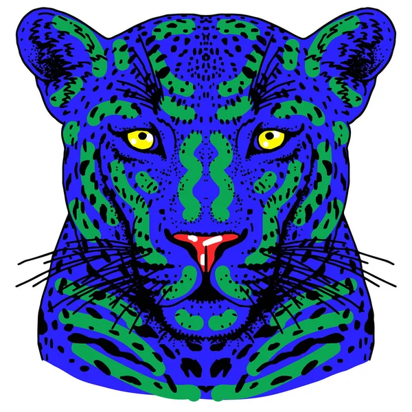 Leopard ansiktstatuering, vektorillustration, skriva ut — Stock vektor