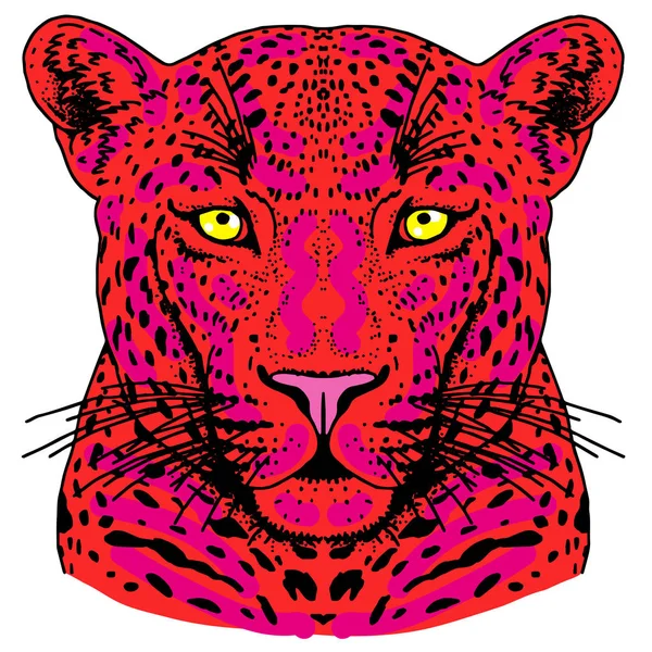 Leopar yüz tattoo, vektör çizim, yazdırma