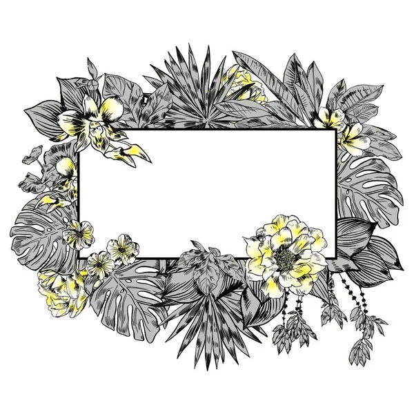 Conjunto de flores exóticas. Vetor botânico ilustração vintage . — Vetor de Stock
