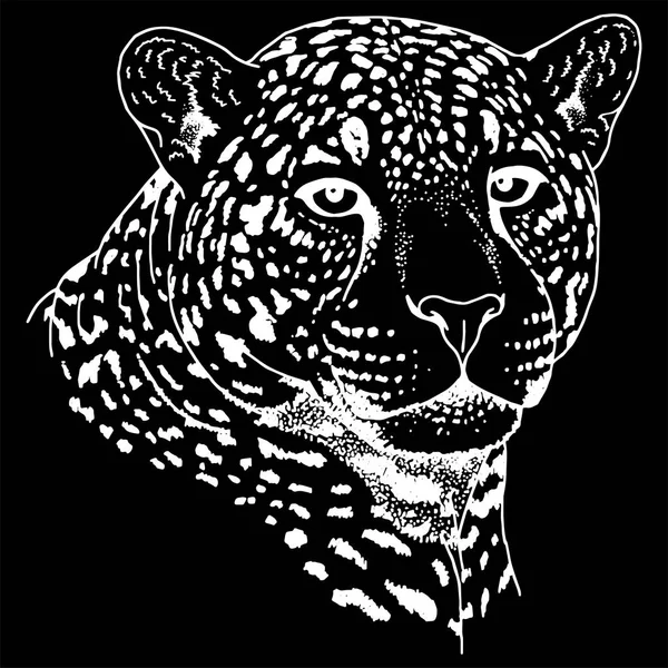 豹脸上刺青，矢量图，打印 — 图库矢量图片