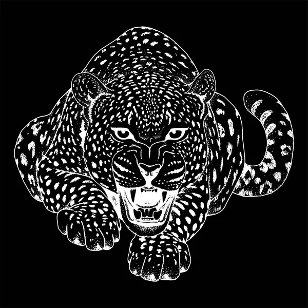 Tatuaje facial de leopardo, ilustración vectorial, impresión — Archivo Imágenes Vectoriales