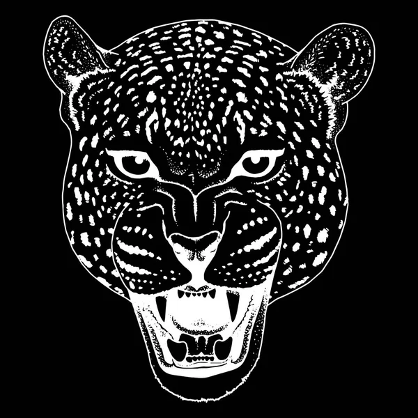 Leopard ansiktstatuering, vektorillustration, skriva ut — Stock vektor
