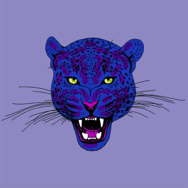 Leopar yüz tattoo, vektör çizim, yazdırma