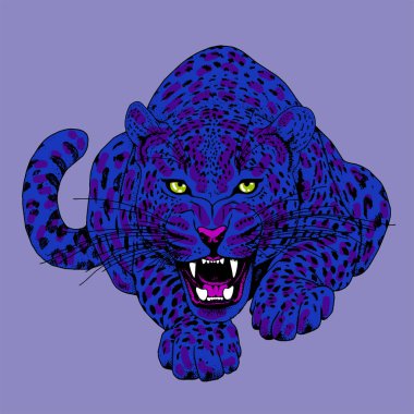 Leopar yüz tattoo, vektör çizim, yazdırma