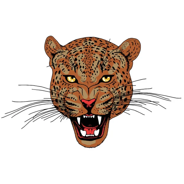 Tatuaje facial de leopardo, ilustración vectorial, impresión — Vector de stock