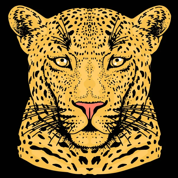 Leopard ansiktstatuering, vektorillustration, skriva ut — Stock vektor