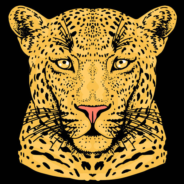Татуировка на лице леопарда, векторная иллюстрация, печать
