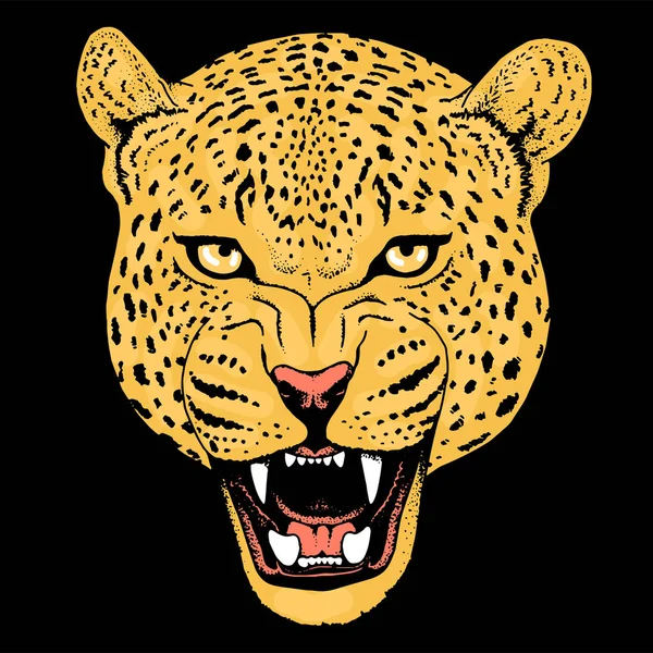 Tatuaje facial de leopardo, ilustración vectorial, impresión — Vector de stock