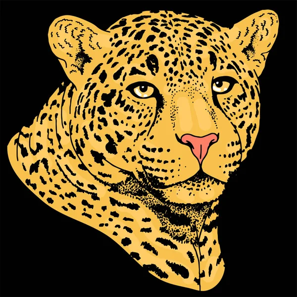 豹脸上刺青，矢量图，打印 — 图库矢量图片