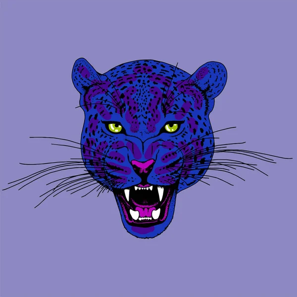 Tatuagem de rosto de leopardo, Ilustração do vetor, impressão —  Vetores de Stock