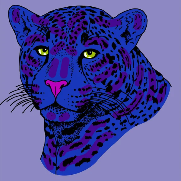 Tatuaje facial de leopardo, ilustración vectorial, impresión — Vector de stock