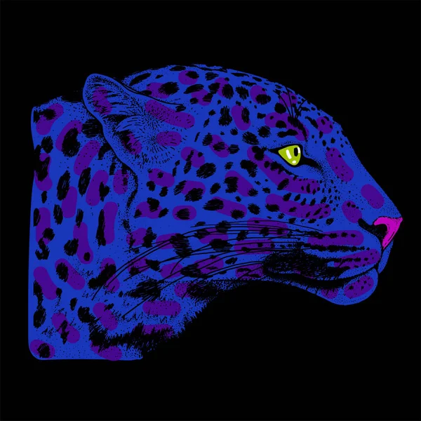 Tatuaje facial de leopardo, ilustración vectorial, impresión — Vector de stock