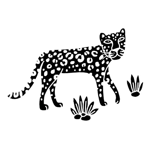 Abbildung des Leoparden, grafisches Vektortier — Stockvektor