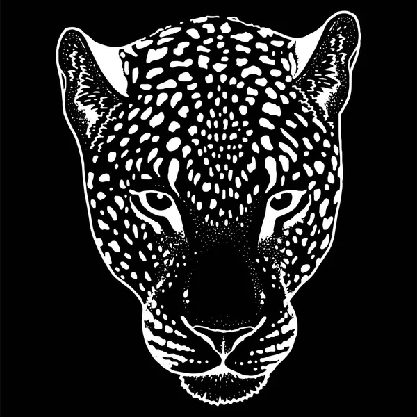 Tatuagem de rosto de leopardo, Ilustração do vetor, impressão — Vetor de Stock