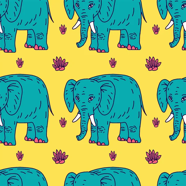 Carino elefante cartone animato seduta — Vettoriale Stock