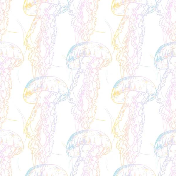 Ручная медуза. Векторная иллюстрация. Морская коллекция. — стоковый вектор