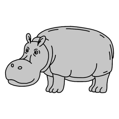 Karikatür hayvan, yeşil arka planlar üzerinde sevimli hippo.