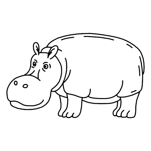 Dessin animé animal, mignon hippopotame sur fond vert . — Image vectorielle