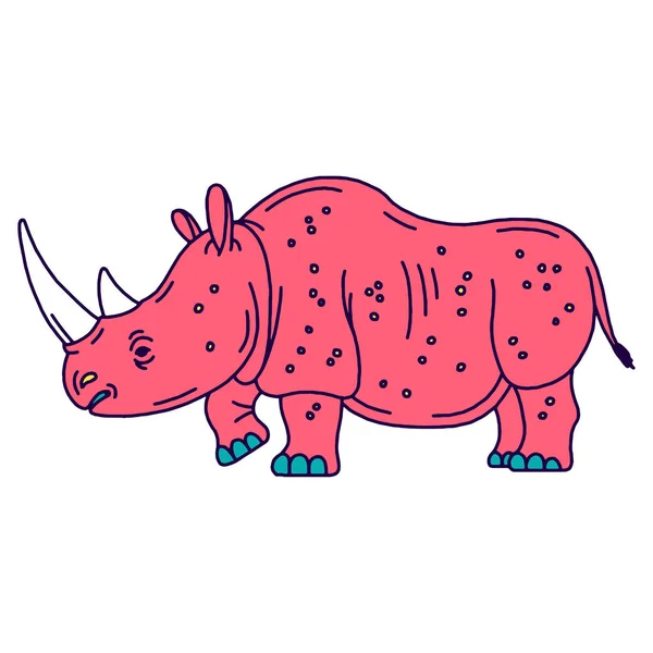 Kreslený maskot nosorožce, samostatný — Stockový vektor