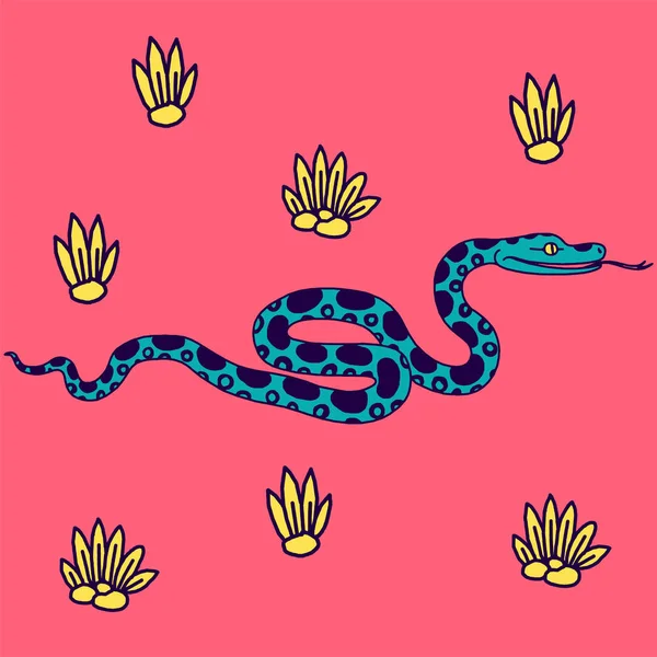 Illustrazione vettoriale del serpente tropicale — Vettoriale Stock