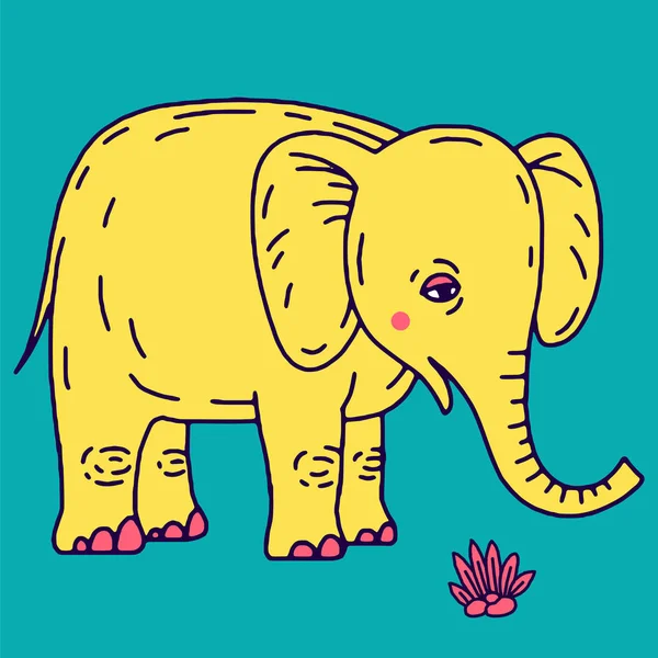Bonito elefante desenho animado sentado — Vetor de Stock