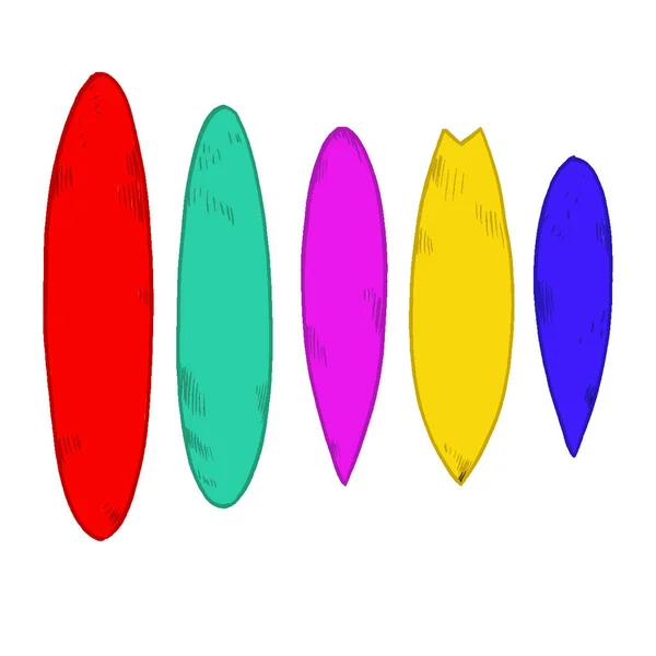 Jeu de silhouettes de planche de surf à l'échelle , — Image vectorielle