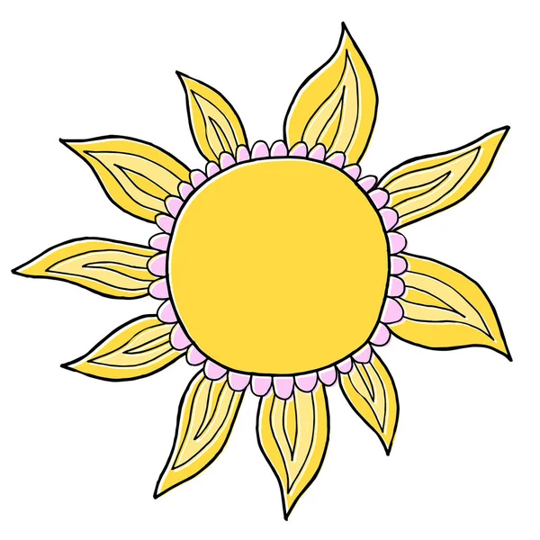 Lustige Vektor-Doodle-Sonnen. Handgezeichnete Illustration. — Stockvektor