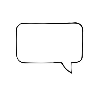 Stok vektör çizimi karalama stilinde. Konuşma balonu. Konuşma, mesaj, diyalog için sevimli bir konuşma balonu çizimi.