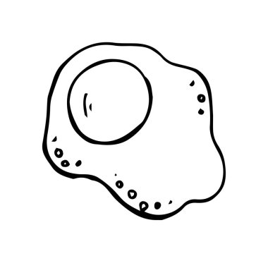 Stok illüstrasyon vektörü çizimi. Yağda yumurta, güzel kahvaltı tabakları, konsept mutfak, kafe, yemek.