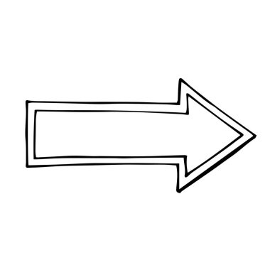 Stok vektör çizimi karalama stilinde. Ok, yön göstergesi. Elle çizilmiş çift çizgi