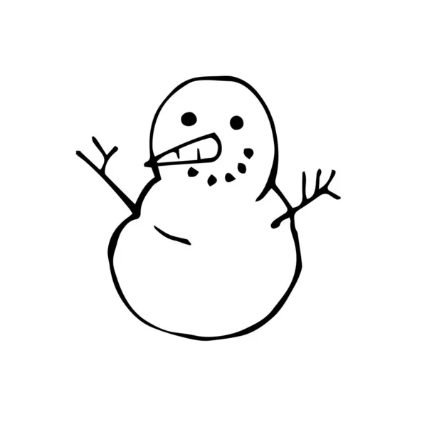 Doodle Stijl Vector Illustratie Leuke Glimlachende Sneeuwpoppen Tekening Voor Kinderen — Stockvector