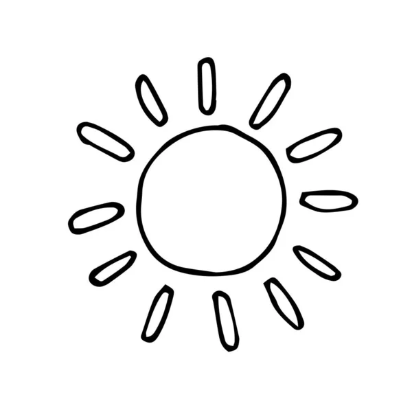 Stock Vector Illustration Zeichnung Dudular Stil Sonne Satt Wetterikone Sommer — Stockvektor