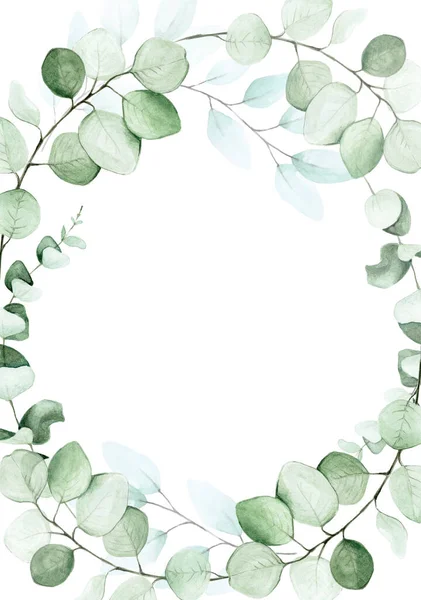 Hand Drawing Frame Eucalyptus Leaves Graphic Design Element Wedding Greeting — Stock Photo, Image