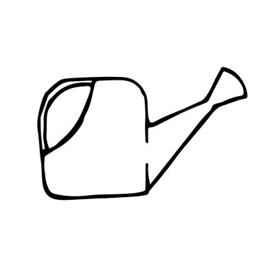 Stok vektör çizimi karalama stilinde. Bahçe aletleri sulama kutusu. Çiçek sulama kutusu, el çizimi, tek çizgi