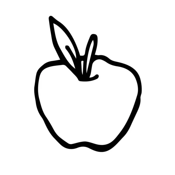 Ilustracja Stockowa Rysunek Stylu Doodle Prosty Bazgroł Ikony Owoców Jabłka — Wektor stockowy