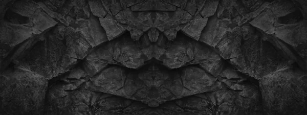 Black stone background. Black and white grunge background. Old black stone wall. Grunge banner. Dark gray stone background. Geometric stone pattern. Fantasy ancient gate arch wall.